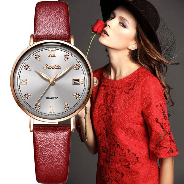 

wristwatches sunkta relogio feminino zegarek damski montre femme watches for women relojes para mujer watch zegarki damskie +box, Slivery;brown