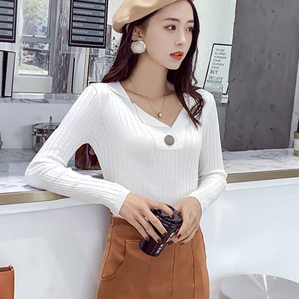 women's sweaters women knitted sweater pullovers v-neck long sleeve basic autumn winter, White;black
women's sweaters women knitted sweater pullovers v-neck long sleeve basic autumn winter, White;black