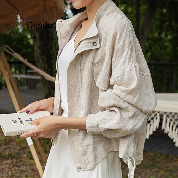 summer autumn women's jacket stand collar casual pockets cargo cotton and linen zipper short jackets, Black;brown
summer autumn women's jacket stand collar casual pockets cargo cotton and linen zipper short jackets, Black;brown