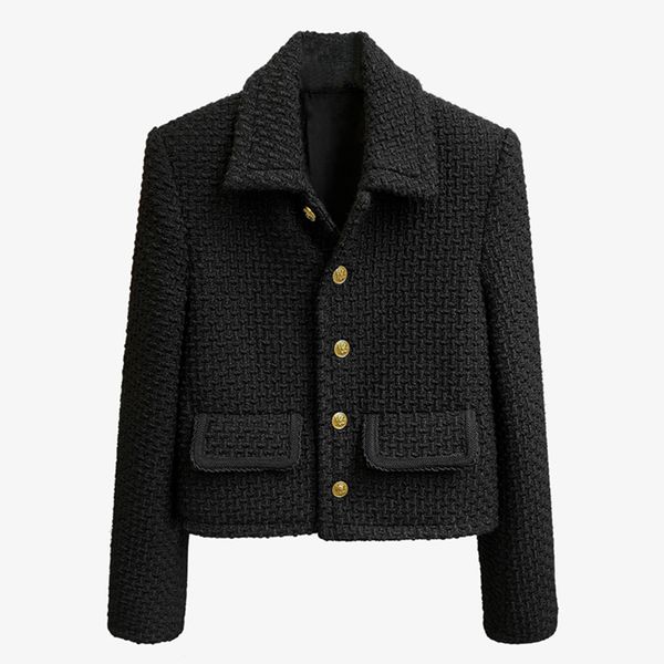 high street fashion designer jacket women's wool blends vintage tweed short coat 210521, Black;brown
high street fashion designer jacket women's wool blends vintage tweed short coat 210521, Black;brown