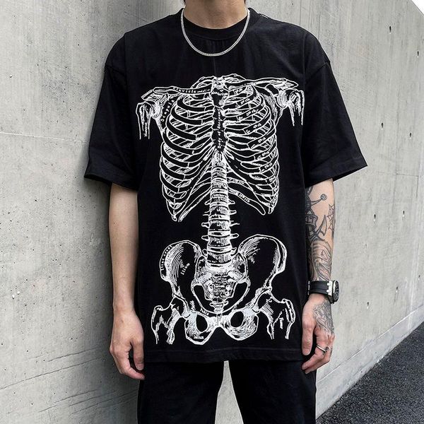 european and american high street style skull skeleton short sleeve men's women's loose trend couple's versatile fashion t-sh, White;black
european and american high street style skull skeleton short sleeve men's women's loose trend couple's versatile fashion t-sh, White;black