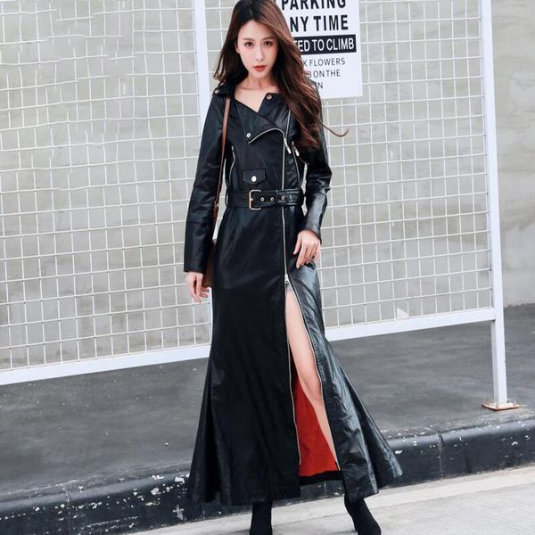 women's leather & faux wenfly women maxi jacket female coat zipper long sleeve sashes slim plus size jackets fashion manteau outerwear, Black
women's leather & faux wenfly women maxi jacket female coat zipper long sleeve sashes slim plus size jackets fashion manteau outerwear, Black