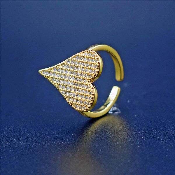 wedding rings fashion zirconia cz heart shaped women's zircon engagement glamour jewelry, Slivery;golden