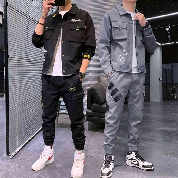 men spring autumn casual two piece set jacket and pants set mens fashion sweatsuit korean style streetwear sport suit 210916, Gray
men spring autumn casual two piece set jacket and pants set mens fashion sweatsuit korean style streetwear sport suit 210916, Gray