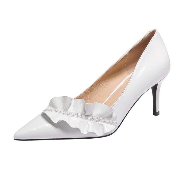 dress shoes european style genuine leather pointed toe thin high heels ruffle decoration beauty lady charming women pumps l63, Black
dress shoes european style genuine leather pointed toe thin high heels ruffle decoration beauty lady charming women pumps l63, Black