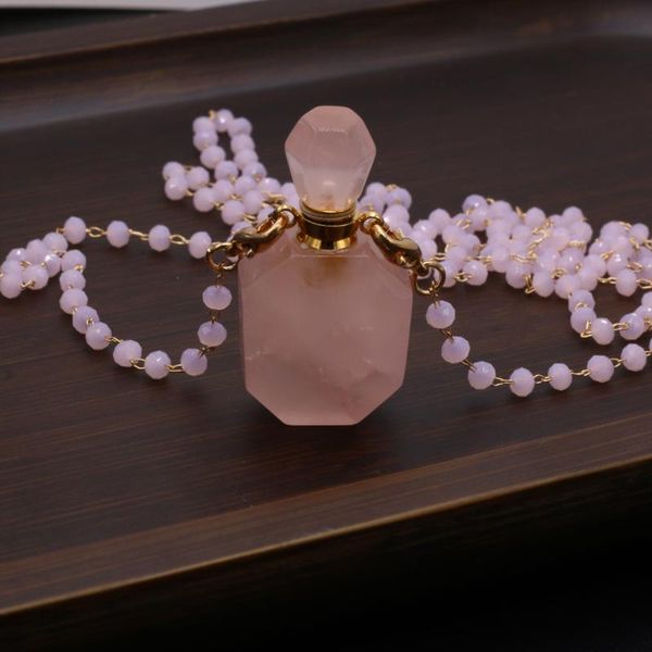 pendant necklaces very delicate necklace natural stone rose quartz perfume bottle for elegant lady romantic 20x38 mm, Silver
pendant necklaces very delicate necklace natural stone rose quartz perfume bottle for elegant lady romantic 20x38 mm, Silver