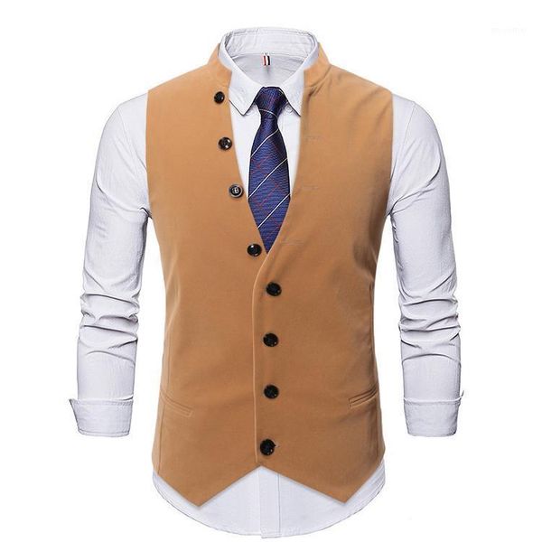 men's vests mens button decoration mandarin collar vest 2021 brand single breasted sleeveless waistcoat slim fit business formal male, Black;white
men's vests mens button decoration mandarin collar vest 2021 brand single breasted sleeveless waistcoat slim fit business formal male, Black;white