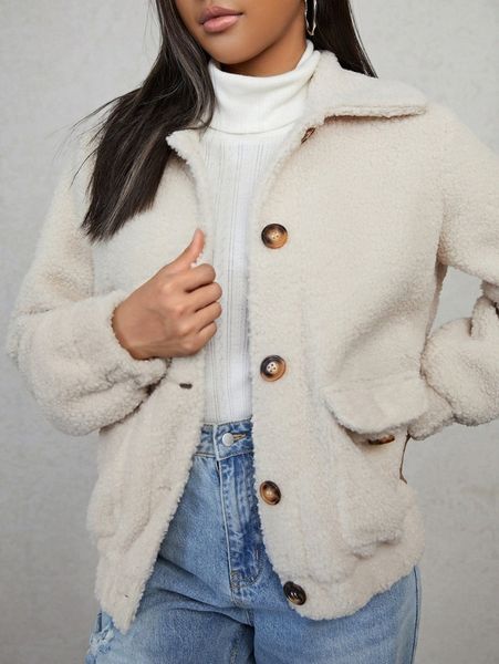 flap pocket teddy jacket e6gw#, Black;brown 
flap pocket teddy jacket e6gw#, Black;brown