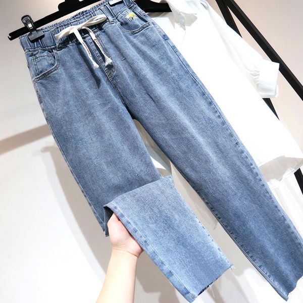 women's jeans embroidery women high waist plus size loose softener elastic ankle-length denim harem pants 4xl 5xl, Blue
women's jeans embroidery women high waist plus size loose softener elastic ankle-length denim harem pants 4xl 5xl, Blue
