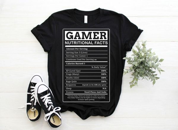 gamer nutritional facts cool gamer video game funny t-shirt games playing lover, White;black
gamer nutritional facts cool gamer video game funny t-shirt games playing lover, White;black