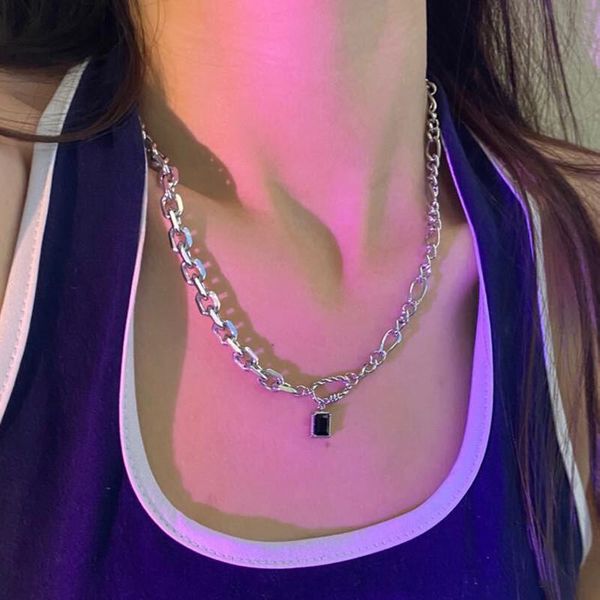 chains modern jewelry black crystal pendant necklace design silvery plating one layer chain for girl lady gifts, Silver
chains modern jewelry black crystal pendant necklace design silvery plating one layer chain for girl lady gifts, Silver