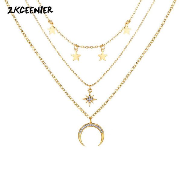 pendant necklaces fashion eight-pointed star crescent three layer necklace women gold ckoker retro creative clavicle chain, Silver
pendant necklaces fashion eight-pointed star crescent three layer necklace women gold ckoker retro creative clavicle chain, Silver