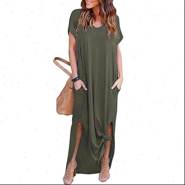 summer womens dress women short sleeve v neck casual slit hem solid party beach maxi long brief black vestido plus, Black;gray
summer womens dress women short sleeve v neck casual slit hem solid party beach maxi long brief black vestido plus, Black;gray