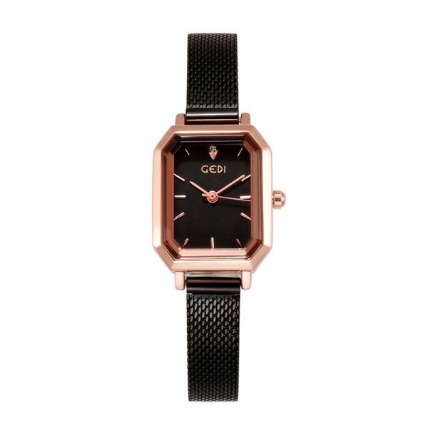 wristwatches gedi ladies square watch luxury formal quartz elegant waterproof steel belt fashion simple, Slivery;brown