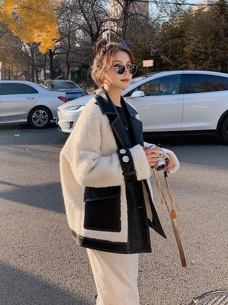 women's fur & faux women 2021 autumn winter lamb furry coats outerwear female wool ladies fashion casual warm jacket y355, Black
women's fur & faux women 2021 autumn winter lamb furry coats outerwear female wool ladies fashion casual warm jacket y355, Black