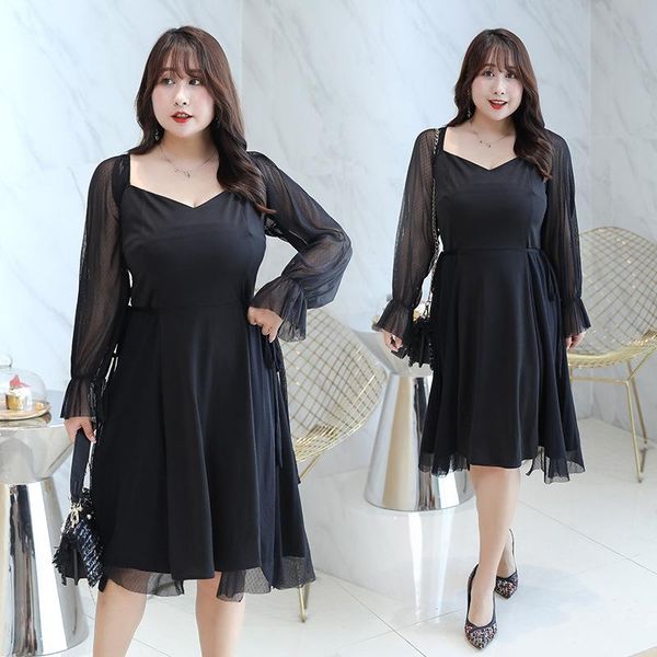 casual dresses l-5xl 2021 autumn large size dress women v neck plus black mesh lady long sleeve elegant big mini party, Black;gray
casual dresses l-5xl 2021 autumn large size dress women v neck plus black mesh lady long sleeve elegant big mini party, Black;gray