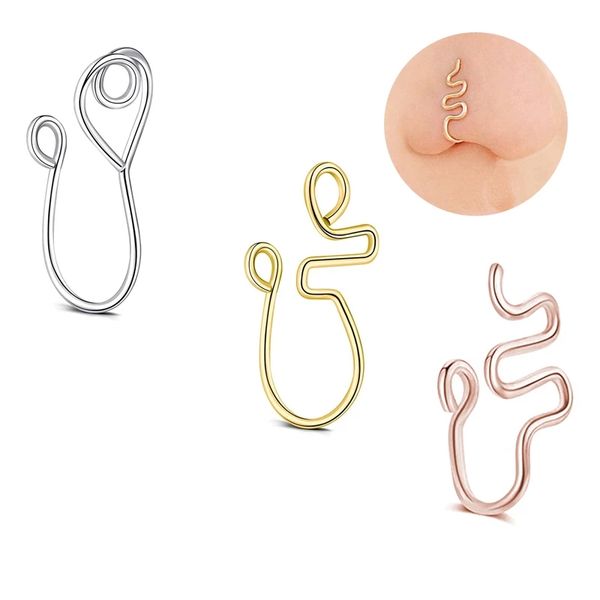 fake nose ring clip on nose no piercing wire spiral tragus faux nostril cuff earrings simple gold silver color jewelry
fake nose ring clip on nose no piercing wire spiral tragus faux nostril cuff earrings simple gold silver color jewelry