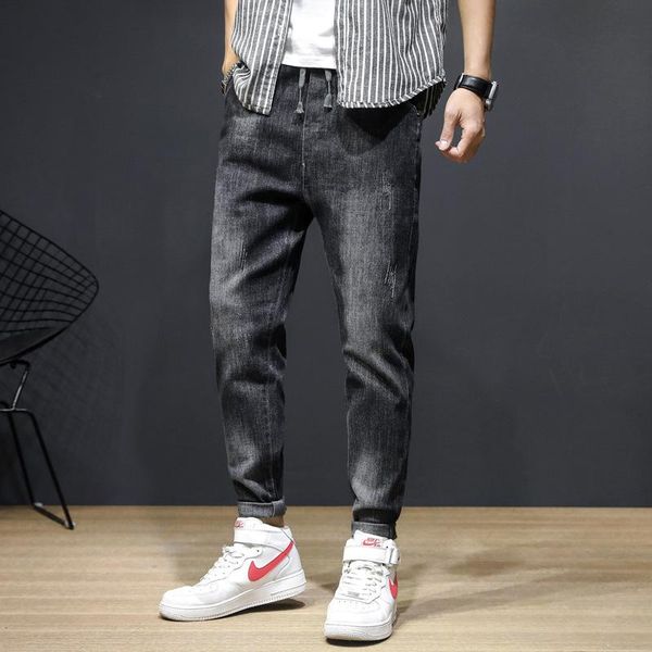 men's jeans men clothing 2021 summer korean stretch pants trend loose casual, Blue