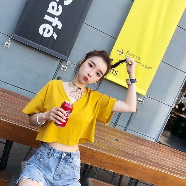women's t-shirt short sleeve female summer student korean version loose fit super fire navel dress versatile small fresh high, White
women's t-shirt short sleeve female summer student korean version loose fit super fire navel dress versatile small fresh high, White