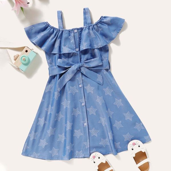 clothing sets summer a-line dress, baby girls cold-shoulder ruffled button down star print boat neck 1 piece with belt, White
clothing sets summer a-line dress, baby girls cold-shoulder ruffled button down star print boat neck 1 piece with belt, White