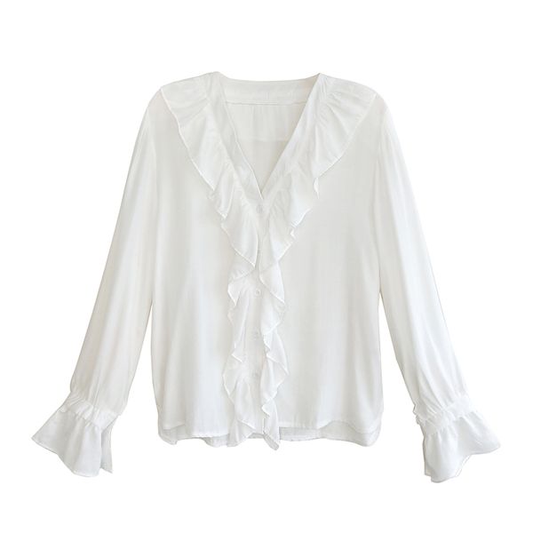 women white black ruffle v neck long sleeve puff solid shirt blouse high street b0206 210514
women white black ruffle v neck long sleeve puff solid shirt blouse high street b0206 210514