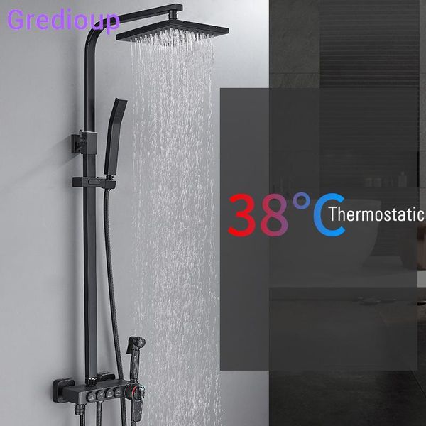 black rainfall shower set wall mounted bath mixer faucet adjustable round thermostatic faucets brass modern bathroom tap sets
black rainfall shower set wall mounted bath mixer faucet adjustable round thermostatic faucets brass modern bathroom tap sets