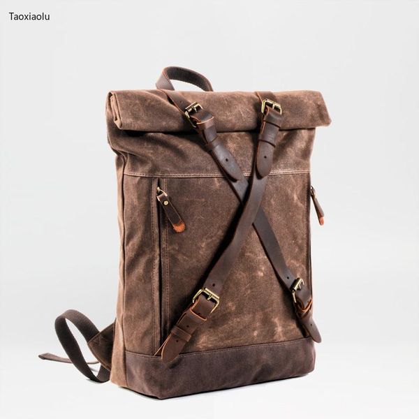 backpack classic hard oil waxed canvas leather backpacks criss-cross waterproof men for travel 15" lapback packs
backpack classic hard oil waxed canvas leather backpacks criss-cross waterproof men for travel 15" lapback packs