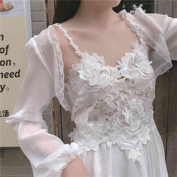 womengaga sweet petals lace mesh lantern sleeve chiffon short sunscreen cardigan women's summer blouse shirt qm5 210603, White
womengaga sweet petals lace mesh lantern sleeve chiffon short sunscreen cardigan women's summer blouse shirt qm5 210603, White