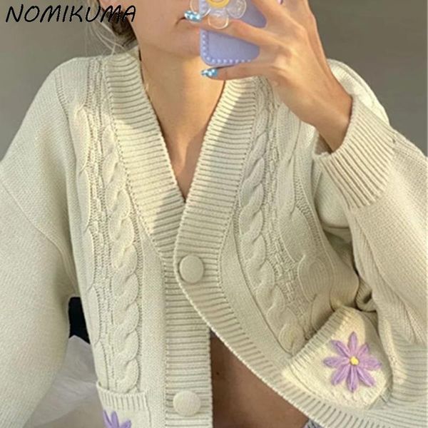 women's knits & tees nomikuma vintage hook sweater cardigan 2021 autumn women knitted coat causal long sleeve v-neck knitwear outwear 6, White
women's knits & tees nomikuma vintage hook sweater cardigan 2021 autumn women knitted coat causal long sleeve v-neck knitwear outwear 6, White