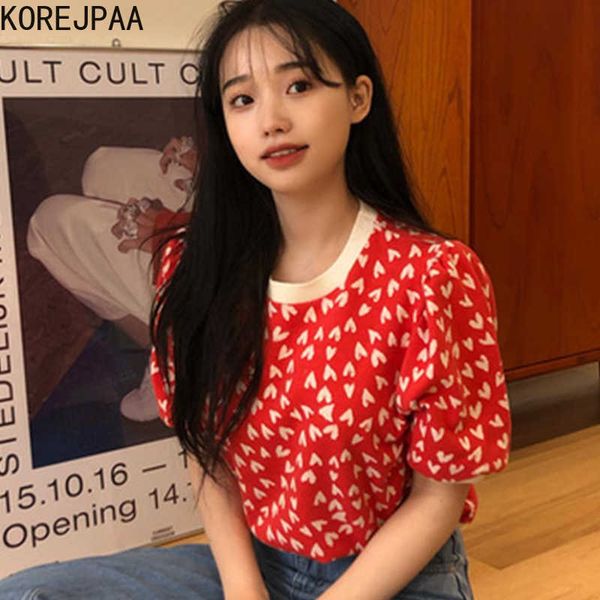 korejpaa women t-shirt summer korean fashion chic sweet round neck small love print loose bubble sleeve tee female 210526, White
korejpaa women t-shirt summer korean fashion chic sweet round neck small love print loose bubble sleeve tee female 210526, White