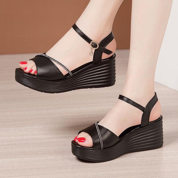 32-43 lady wedges woman leather dress summer female platform shoe 2021 trend fashion rhinestone women beach peep toe sandal shoes, Black
32-43 lady wedges woman leather dress summer female platform shoe 2021 trend fashion rhinestone women beach peep toe sandal shoes, Black