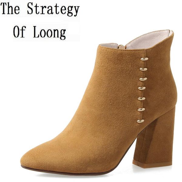boots genuine leather short plush zip square heels women winter ankle pointed toe high metal decoration zy170917, Black
boots genuine leather short plush zip square heels women winter ankle pointed toe high metal decoration zy170917, Black