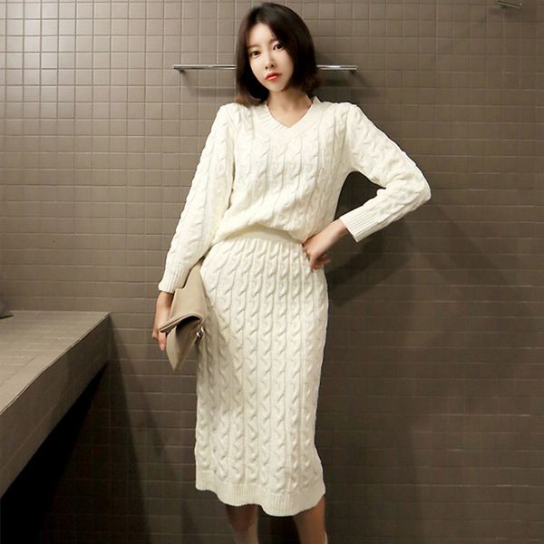 skirts est winter knitting wool twist 2 piece women's set casual v neck loose pullover sweater+package hip midi skirt suit office, Black
skirts est winter knitting wool twist 2 piece women's set casual v neck loose pullover sweater+package hip midi skirt suit office, Black
