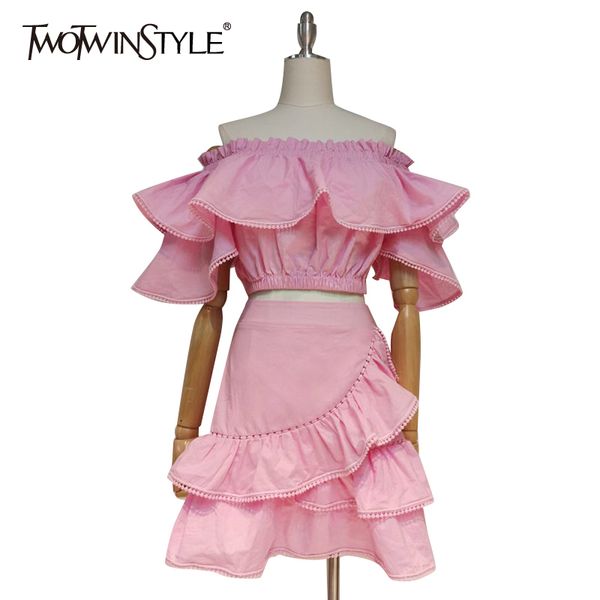 patchwork ruffle set for women slash neck short sleeve high waist bodycon skirt female two piece sets 210428, White
patchwork ruffle set for women slash neck short sleeve high waist bodycon skirt female two piece sets 210428, White