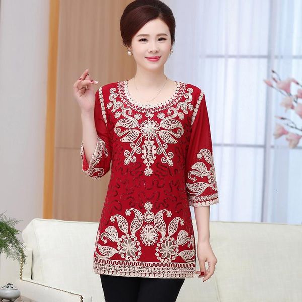 women t-shirts spring summer middle age mother clothes elegant large size female rh462, White
women t-shirts spring summer middle age mother clothes elegant large size female rh462, White