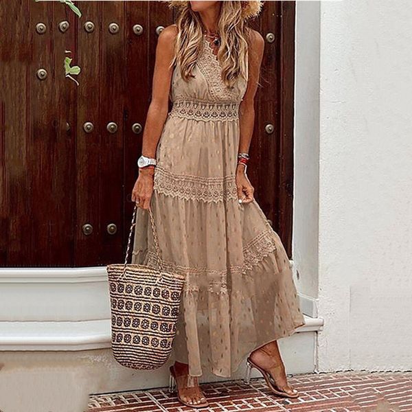 women summer fashion tank sleeveless dot print v neck a-line lace casual beach wedding plus size ladies dress, Black;gray
women summer fashion tank sleeveless dot print v neck a-line lace casual beach wedding plus size ladies dress, Black;gray