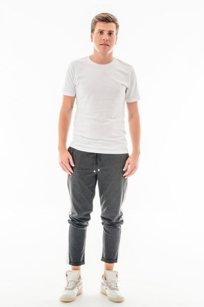 smoked side stripe men's jogger pants, Black