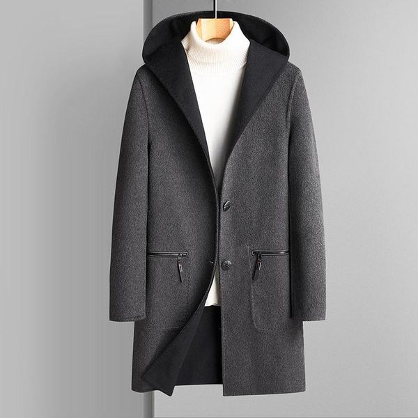 women's trench coats men's hooded medium long wool tweed no cashmere winter double-sided woolen windbreaker coat hoodies, Tan;black
women's trench coats men's hooded medium long wool tweed no cashmere winter double-sided woolen windbreaker coat hoodies, Tan;black