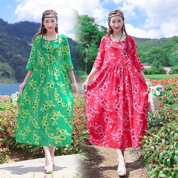 retro loose cotton and linen dress women summer casual printed collect waist long elegant holiday party vestidos dresses, Black;gray
retro loose cotton and linen dress women summer casual printed collect waist long elegant holiday party vestidos dresses, Black;gray