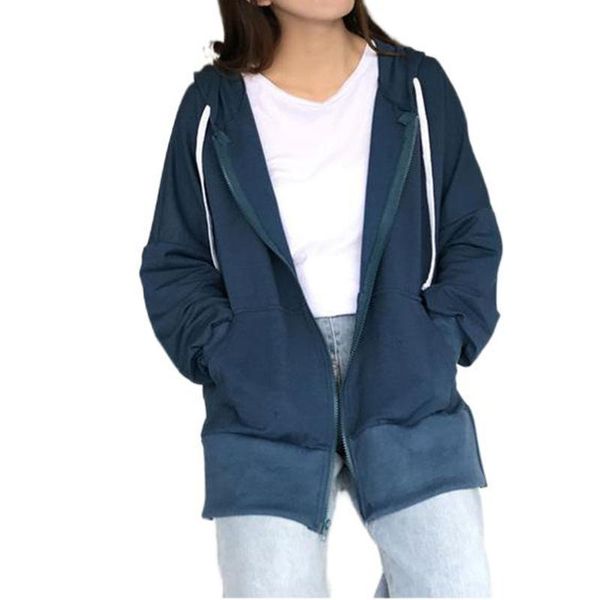 women's hoodies & sweatshirts drawstring solid color hoodie pockets hooded women sweetshirt korean fashion side slit loose zipper plus, Black
women's hoodies & sweatshirts drawstring solid color hoodie pockets hooded women sweetshirt korean fashion side slit loose zipper plus, Black