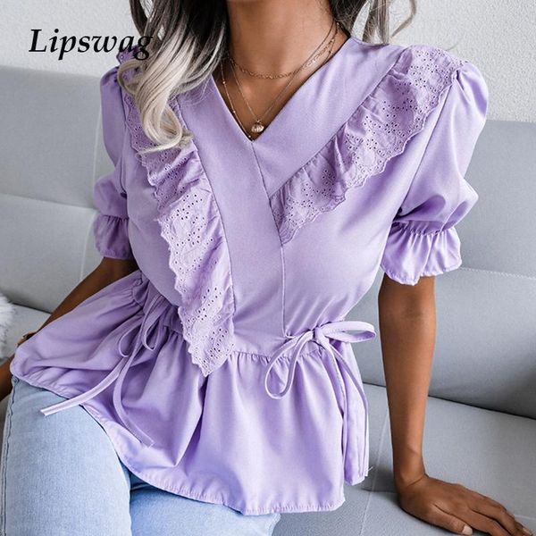 women's blouses & shirts women ruffled lace chiffon casual short sleeves pullover fashion summer lady v neck slim solid elegant party, White
women's blouses & shirts women ruffled lace chiffon casual short sleeves pullover fashion summer lady v neck slim solid elegant party, White