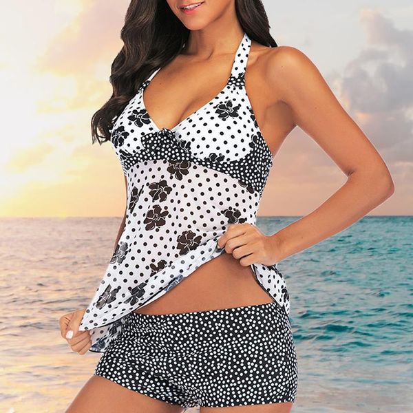 women's swimwear plus size floral print two pieces swumwear set women halter swimsuit girl female summer beachwear 2021, White;black
women's swimwear plus size floral print two pieces swumwear set women halter swimsuit girl female summer beachwear 2021, White;black