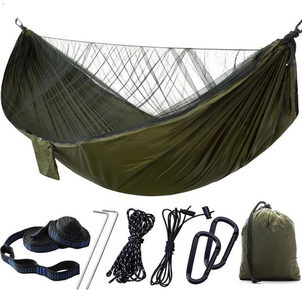 1-2 person portable outdoor camping hammock with mosquito net high strength parachute fabric hanging bed hunting sleeping swing tents and sh
1-2 person portable outdoor camping hammock with mosquito net high strength parachute fabric hanging bed hunting sleeping swing tents and sh