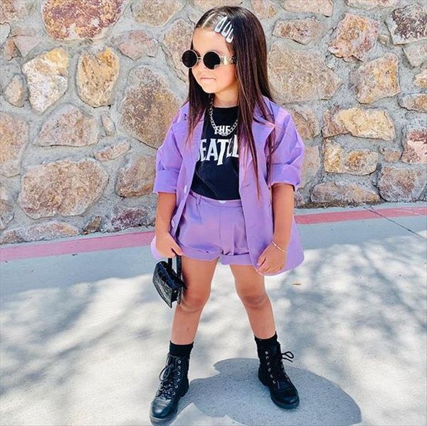 arrival toddler kid girls 2 pcs blazer outfits purple lapel buttons coat short pant suits sets, White
arrival toddler kid girls 2 pcs blazer outfits purple lapel buttons coat short pant suits sets, White