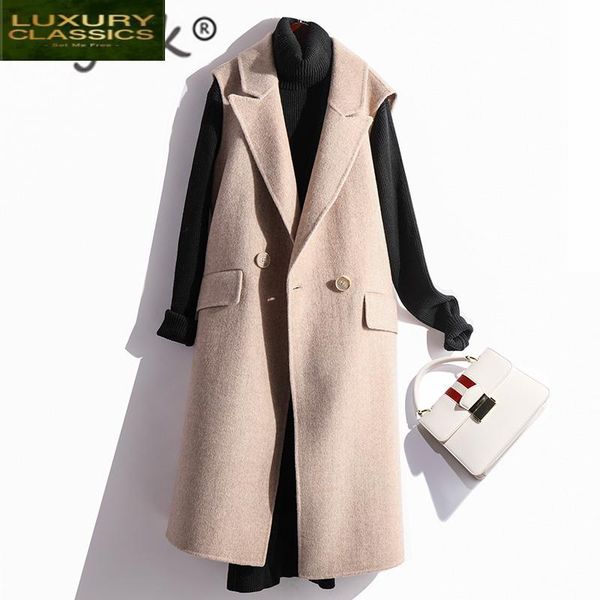 women's wool & blends fashion 90% double 2021 side cashmere vest long coat female hooded waistcoat women colete feminino 269, Black
women's wool & blends fashion 90% double 2021 side cashmere vest long coat female hooded waistcoat women colete feminino 269, Black