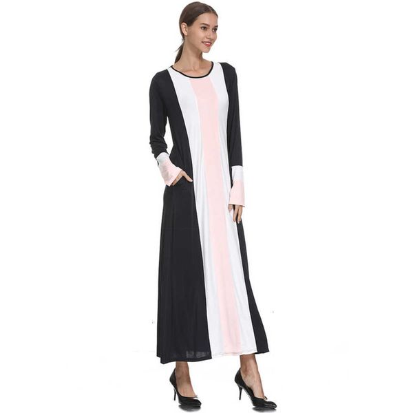g193 casual muslim dresses robe color matching for women's drs in spring of, Black;gray
g193 casual muslim dresses robe color matching for women's drs in spring of, Black;gray