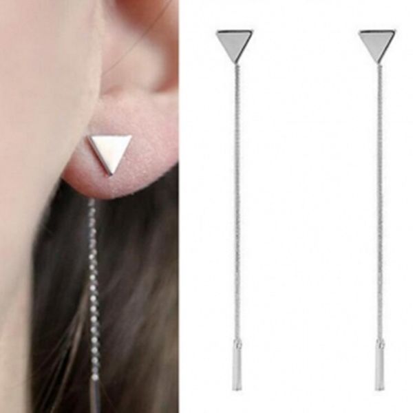 european and american fashion new minimalist gold silver triangle metal chain tassel earrings elegant earrings jewelry, Golden;silver
european and american fashion new minimalist gold silver triangle metal chain tassel earrings elegant earrings jewelry, Golden;silver