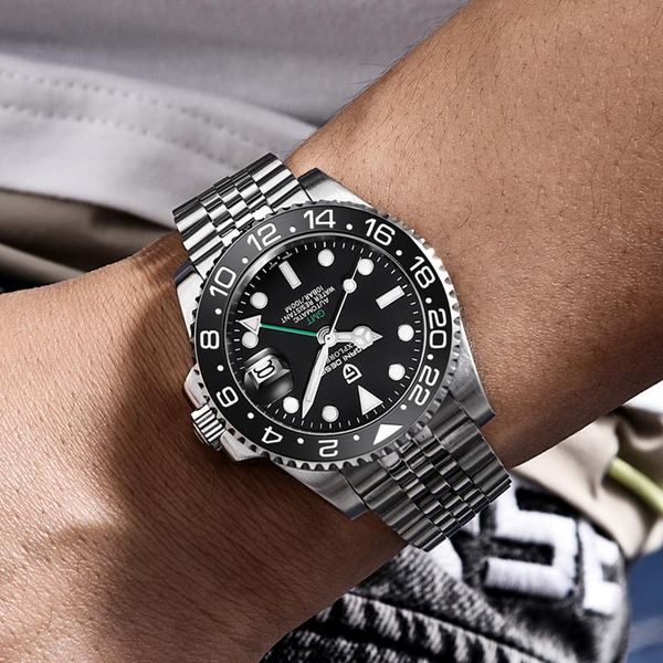 wristwatches 40mm gmt mechanical men's watches black dial brand 2021 stainless steel waterproof clock relogio masculino, Slivery;brown
wristwatches 40mm gmt mechanical men's watches black dial brand 2021 stainless steel waterproof clock relogio masculino, Slivery;brown