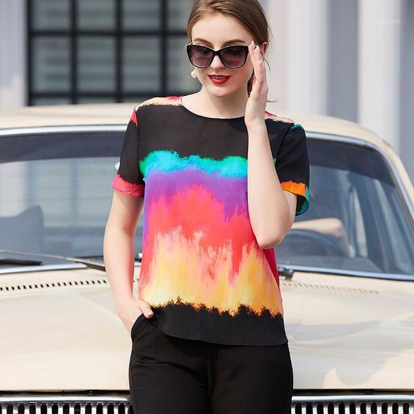 women's t-shirt xiaowang 02 crepe de chine silk 2021 summer loose straight pullover colorful for women, White
women's t-shirt xiaowang 02 crepe de chine silk 2021 summer loose straight pullover colorful for women, White