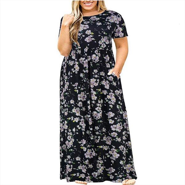 summer plus size casual women dresses o neck short sleeve midi female print oversize loose pocket long vestidos, Black;gray
summer plus size casual women dresses o neck short sleeve midi female print oversize loose pocket long vestidos, Black;gray